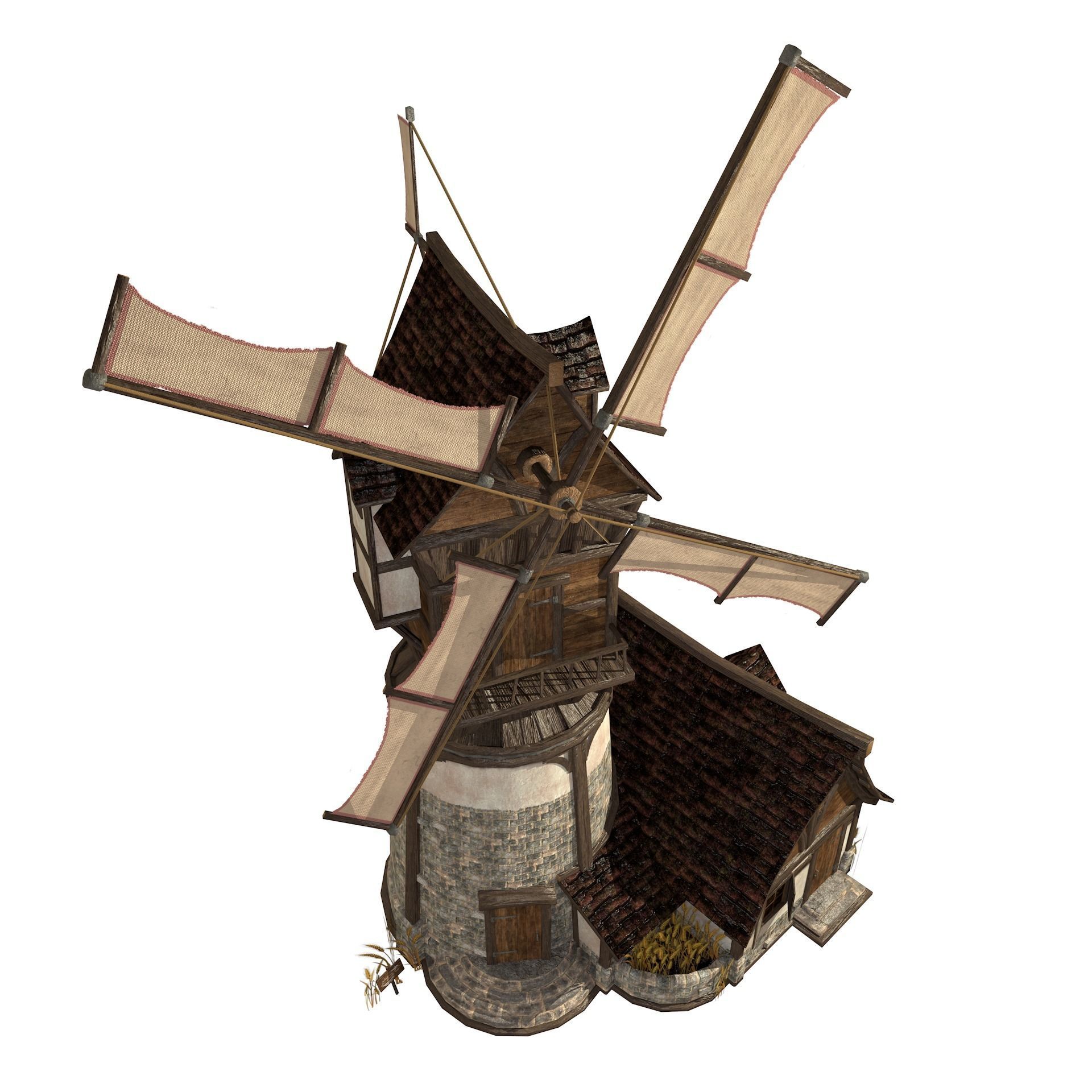 Old Windmill Low Poly Low-poly 3D model_17