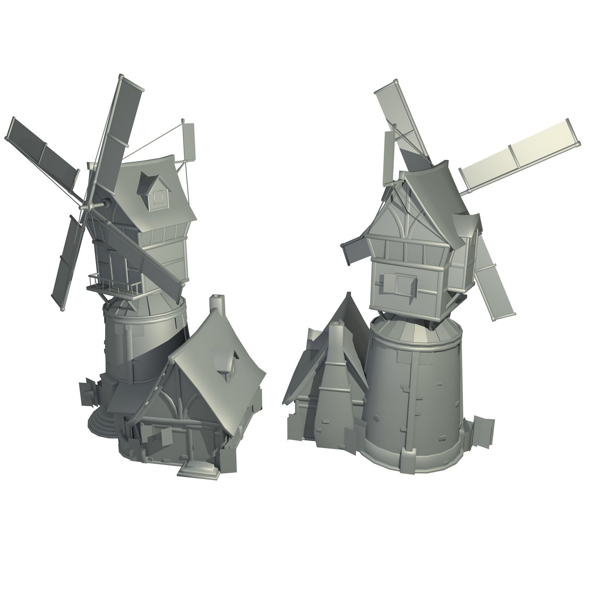 Old Windmill Low Poly Low-poly 3D model_20