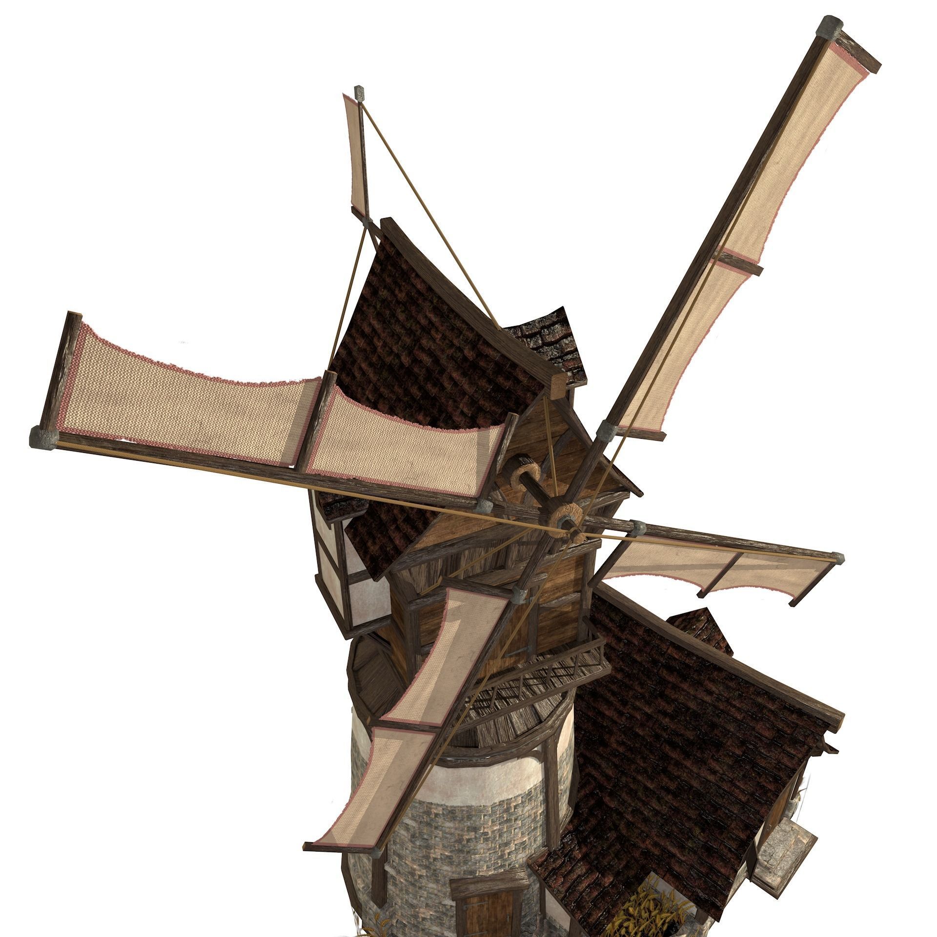 Old Windmill Low Poly Low-poly 3D model_1