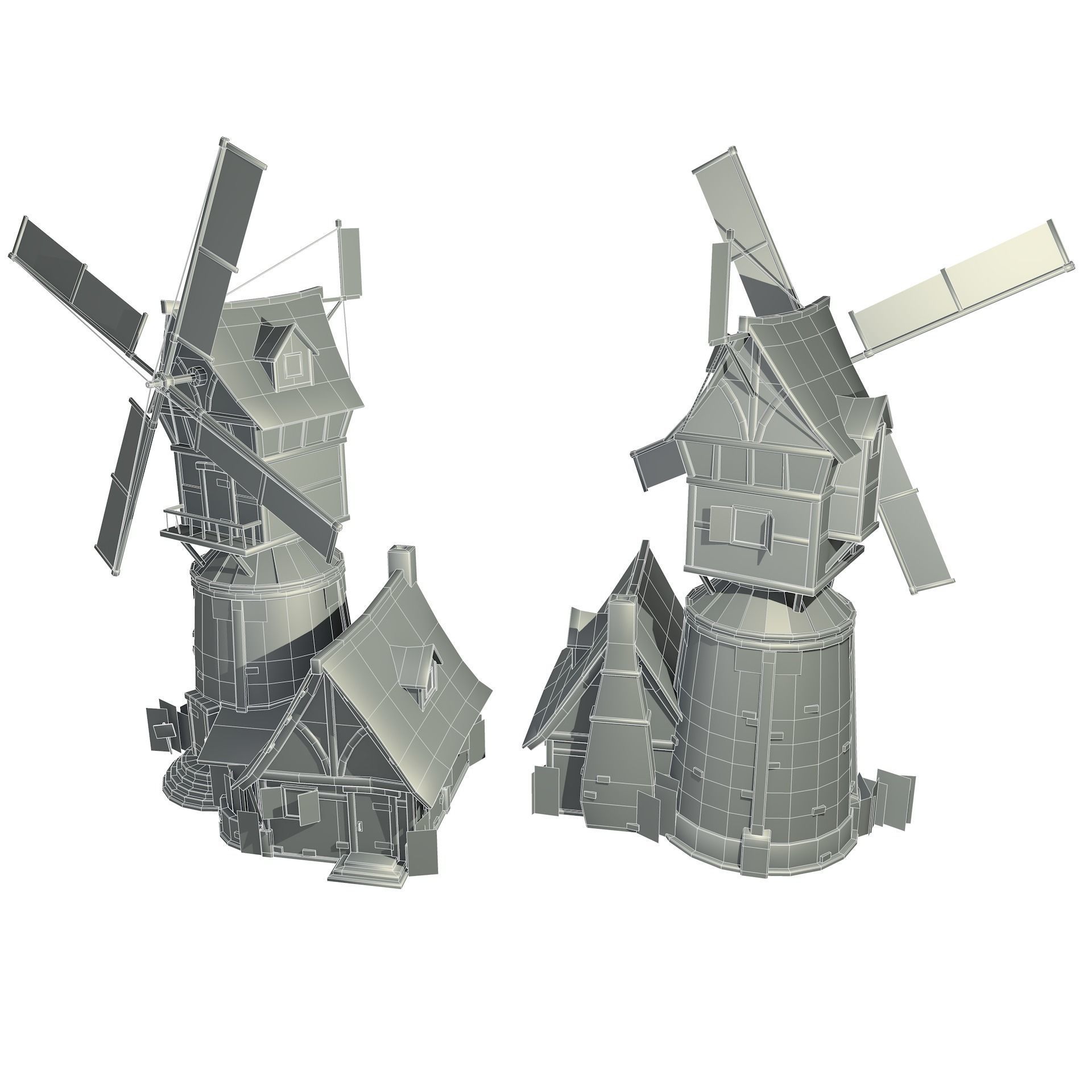 Old Windmill Low Poly Low-poly 3D model_19