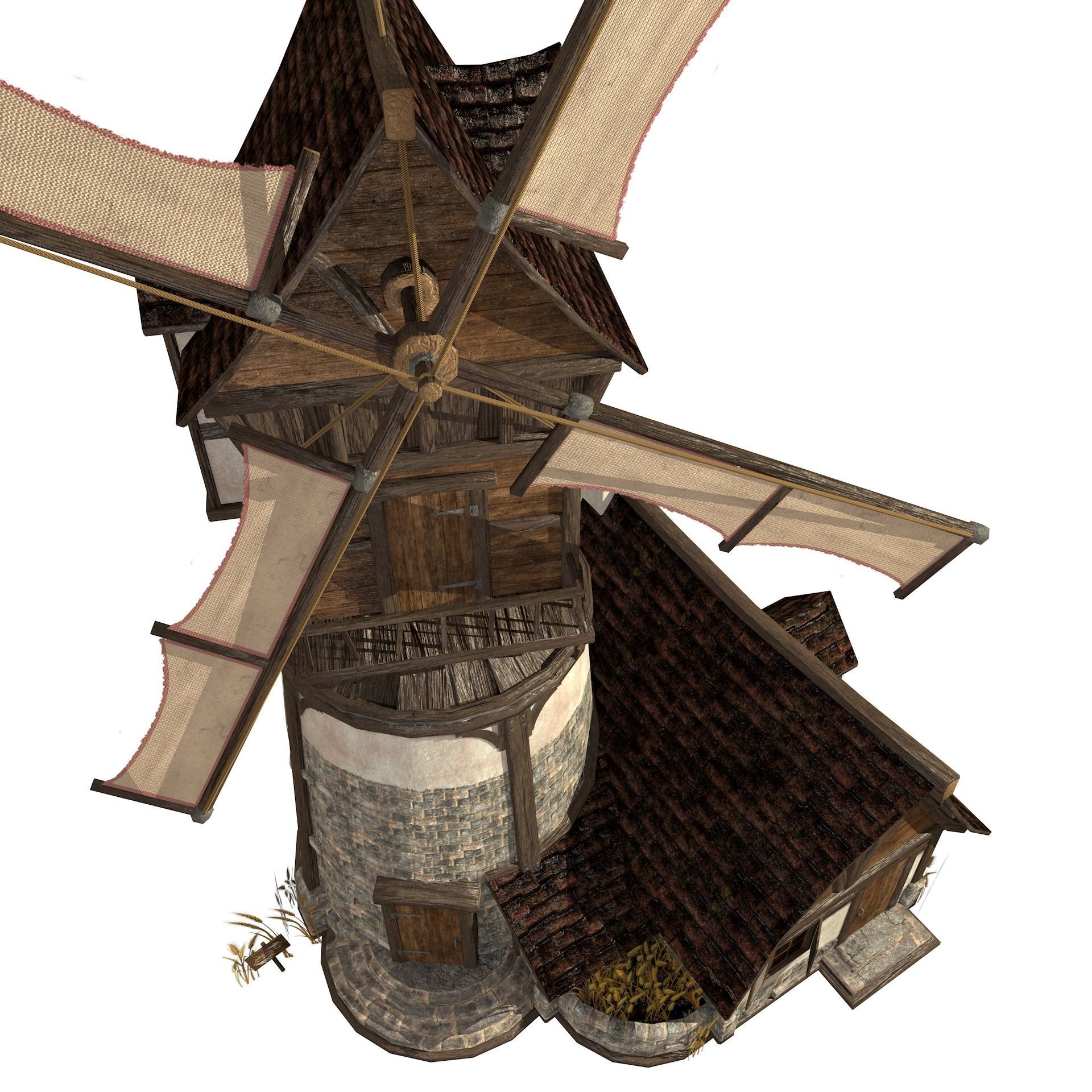 Old Windmill Low Poly Low-poly 3D model_3