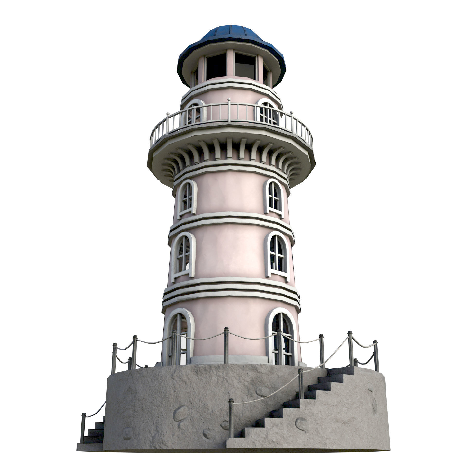 Low Poly Liberty Lighthouse Low-poly 3D model_8