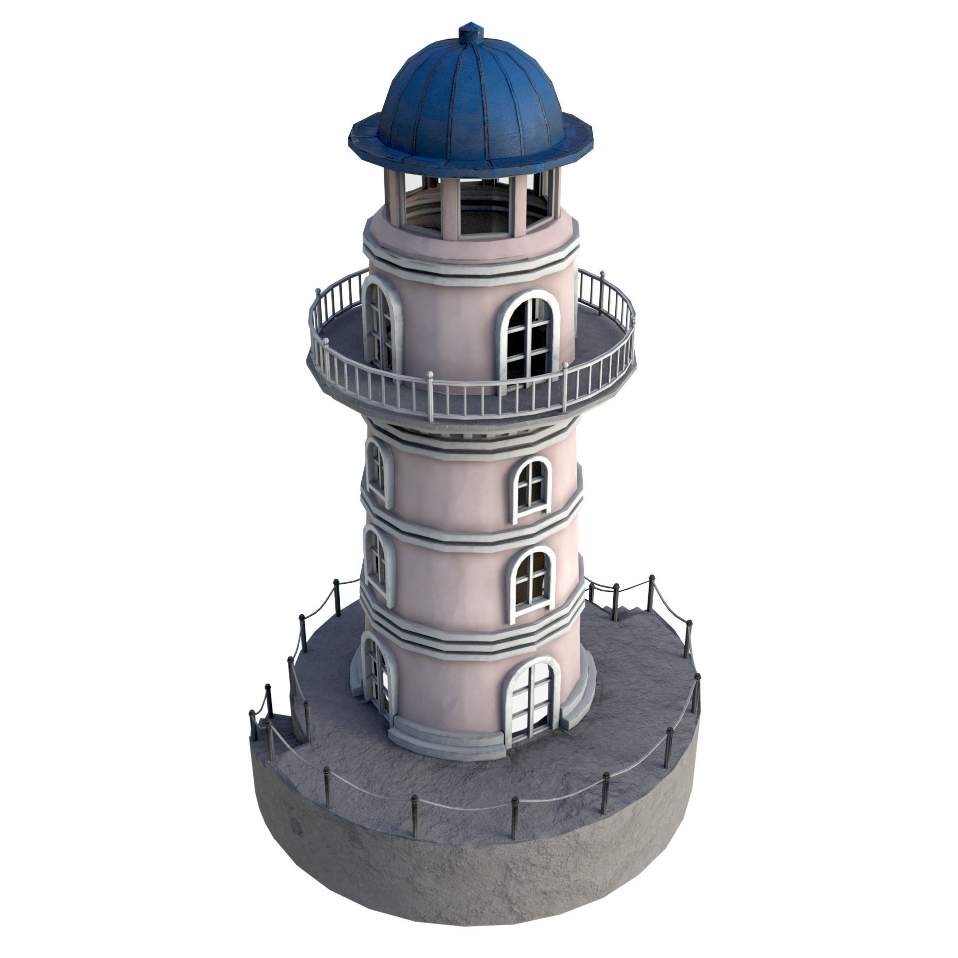 Low Poly Liberty Lighthouse Low-poly 3D model_4