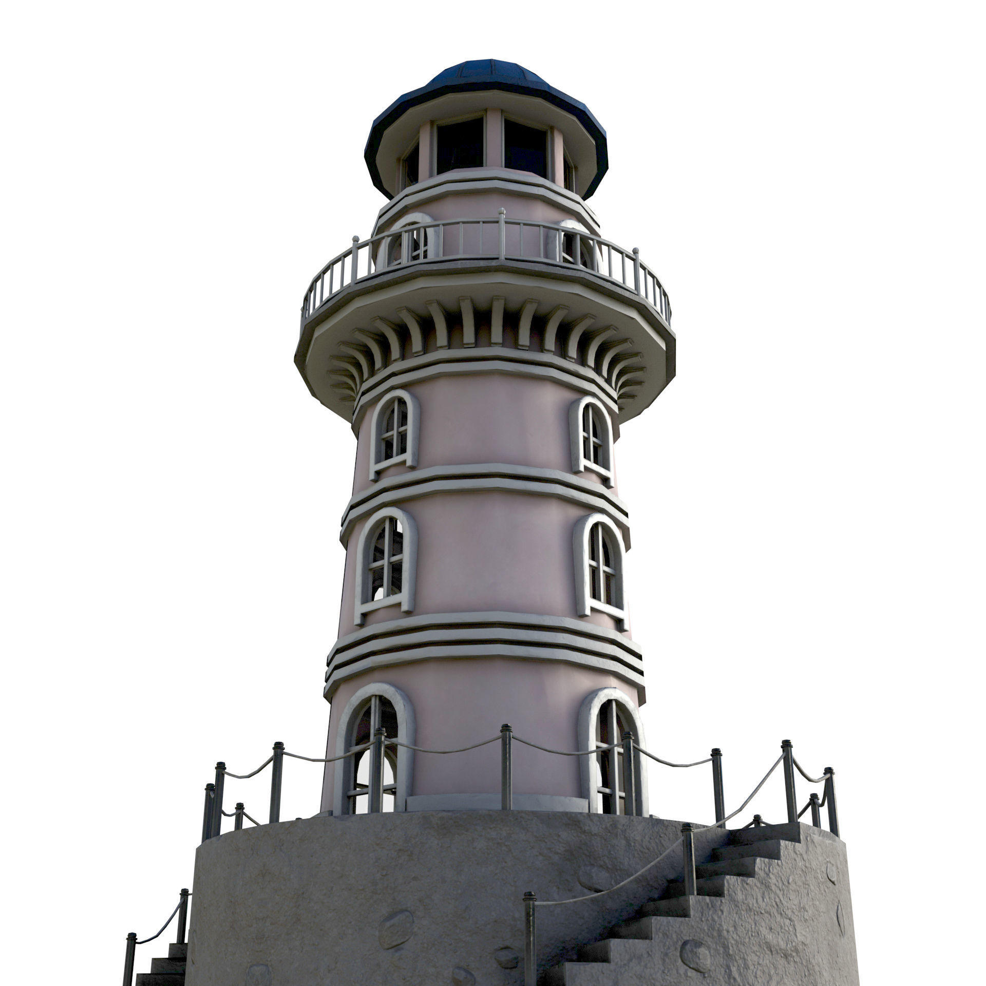 Low Poly Liberty Lighthouse Low-poly 3D model_6