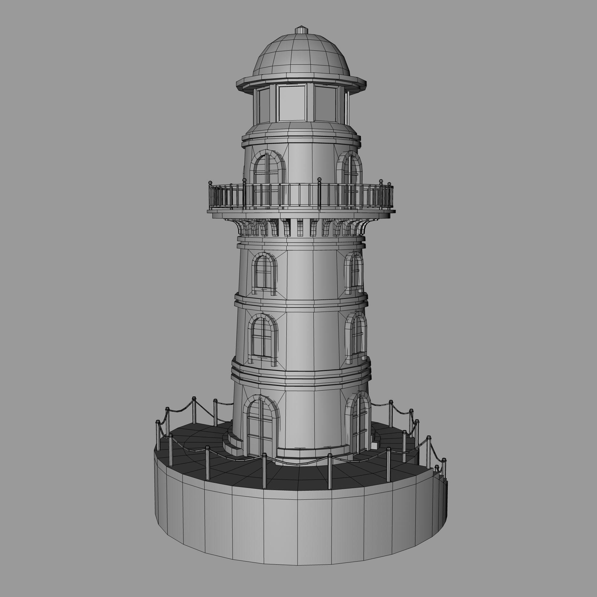 Low Poly Liberty Lighthouse Low-poly 3D model_11