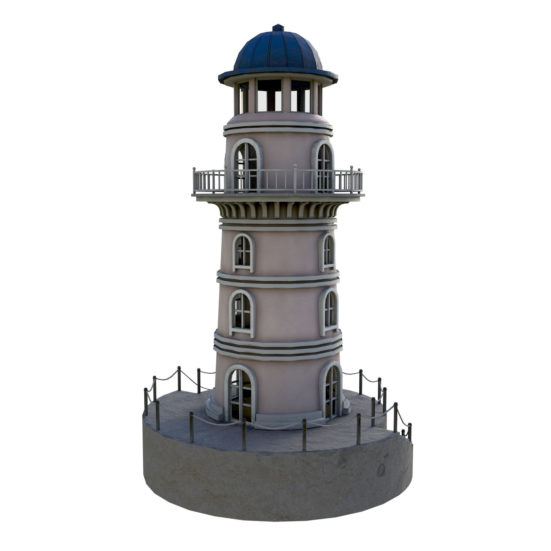 Low Poly Liberty Lighthouse Low-poly 3D model_2