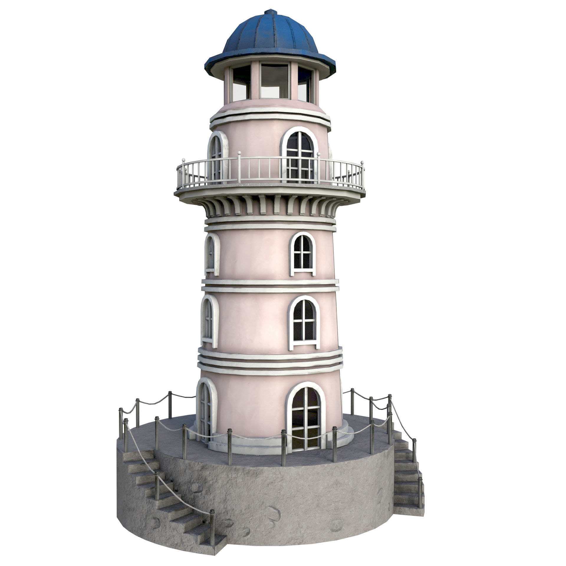 Low Poly Liberty Lighthouse Low-poly 3D model_3