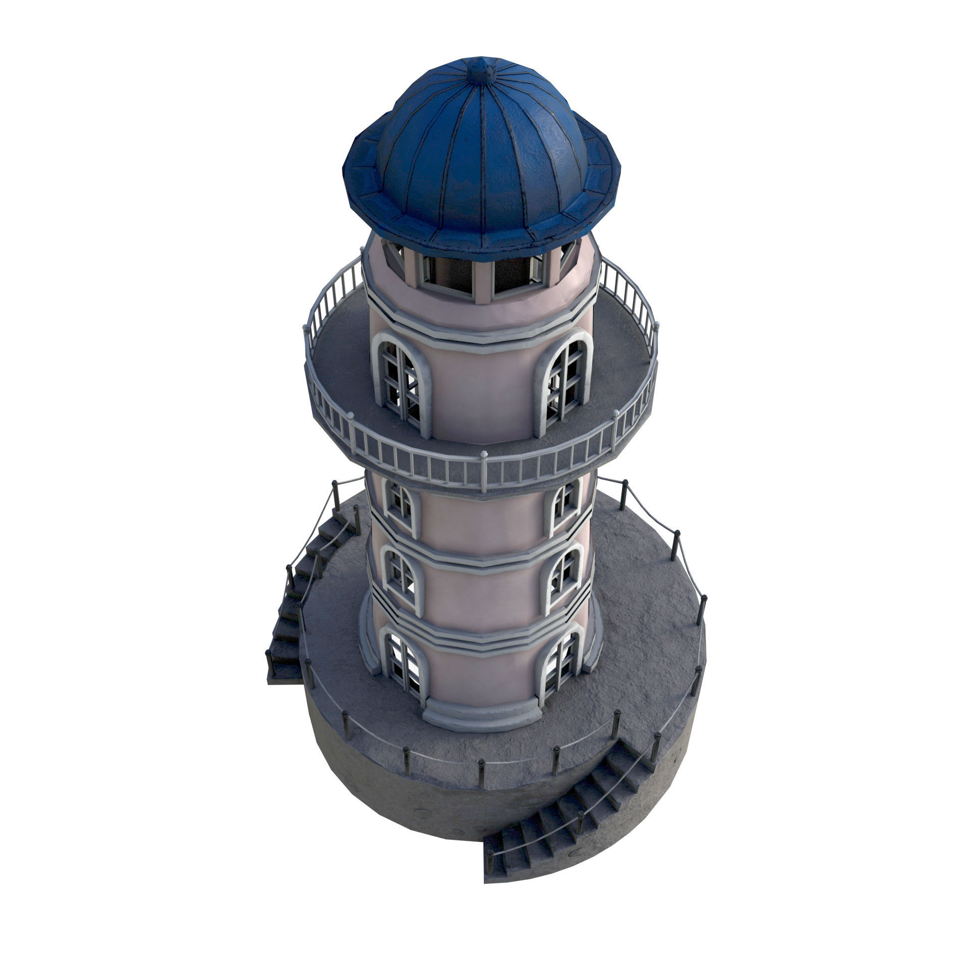 Low Poly Liberty Lighthouse Low-poly 3D model_7