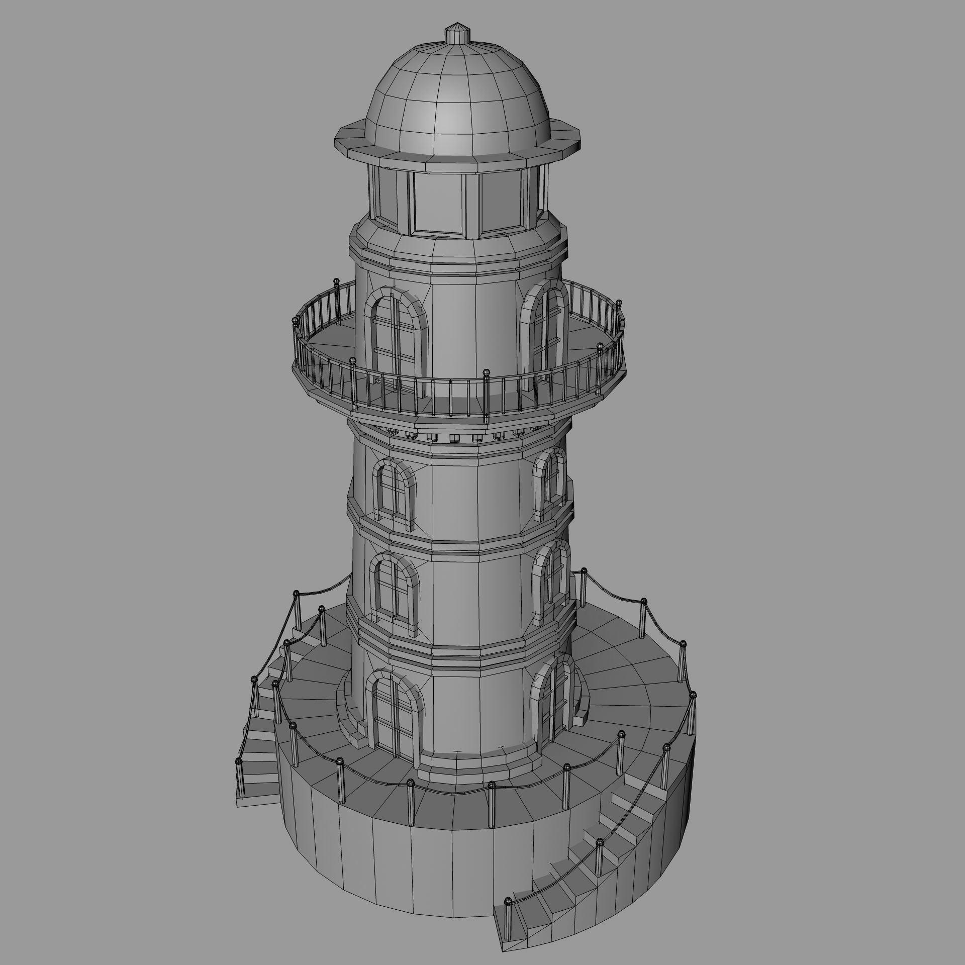 Low Poly Liberty Lighthouse Low-poly 3D model_10