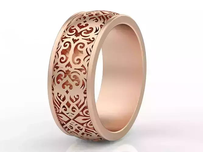 Lux ring  gold  carving printable jewelry 3D model