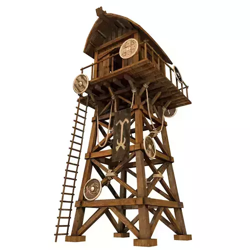 Wooden Viking Watch Tower Game Ready Low-poly 3D model