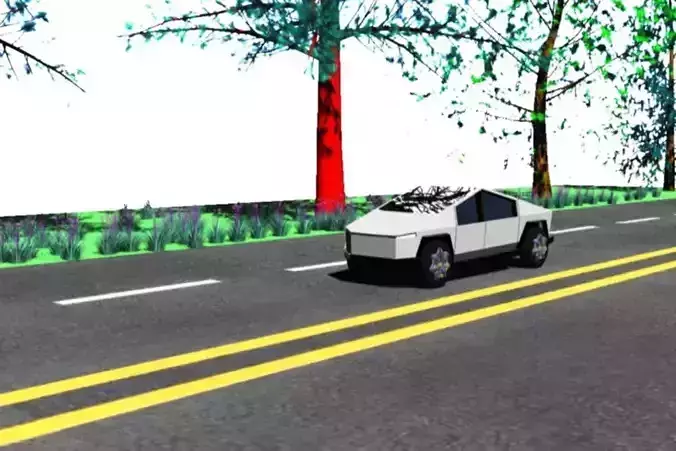 Tesla Cyber Truck Model with MAD CAR rigging drivable  Low-poly 3D model
