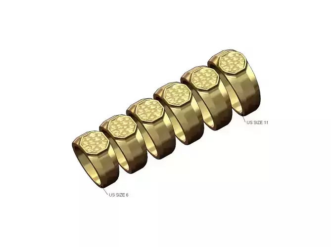 Hammred octagonal signet ring Us sizes 6to11