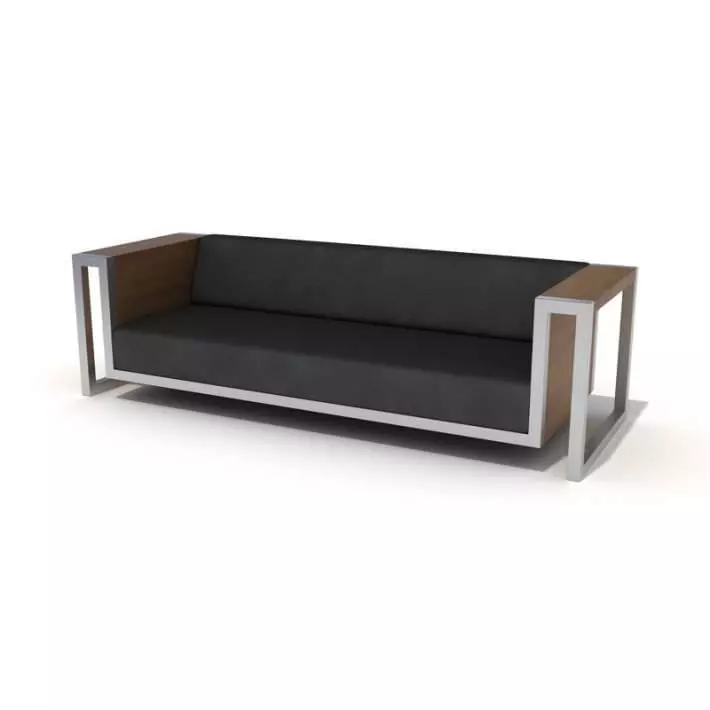 Black Sofa With Wood Side Trim 3D model_0