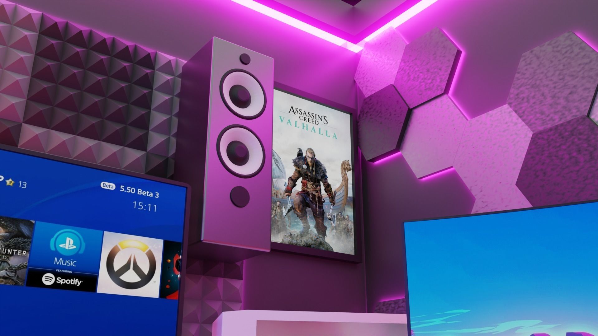 Gaming Room Lowpoly Isometric 3D model Low-poly 3D model_6