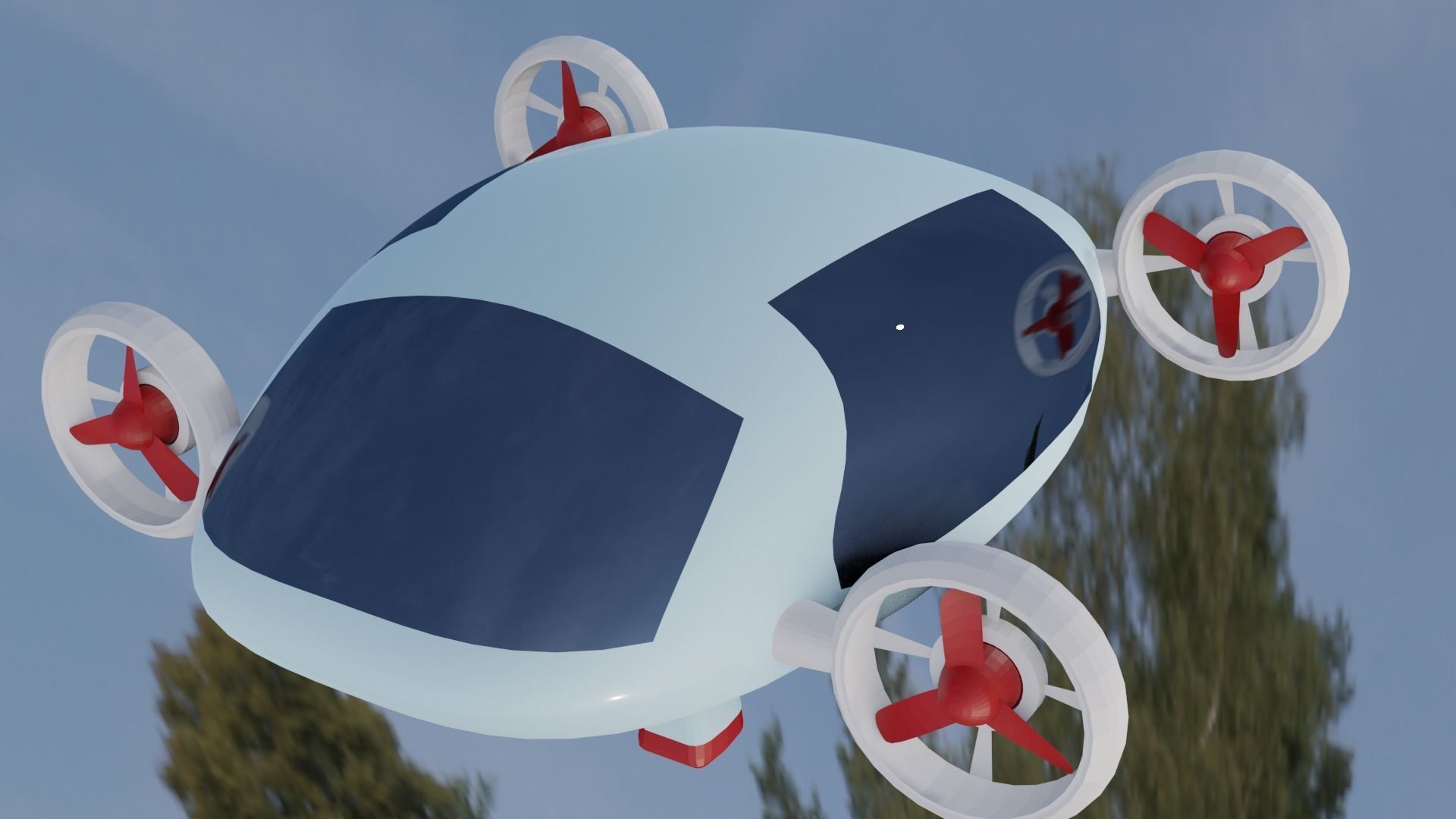 Flying Car Drone Low-poly 3D model_3