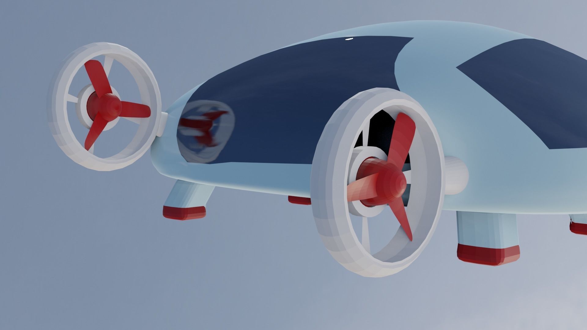 Flying Car Drone Low-poly 3D model_4