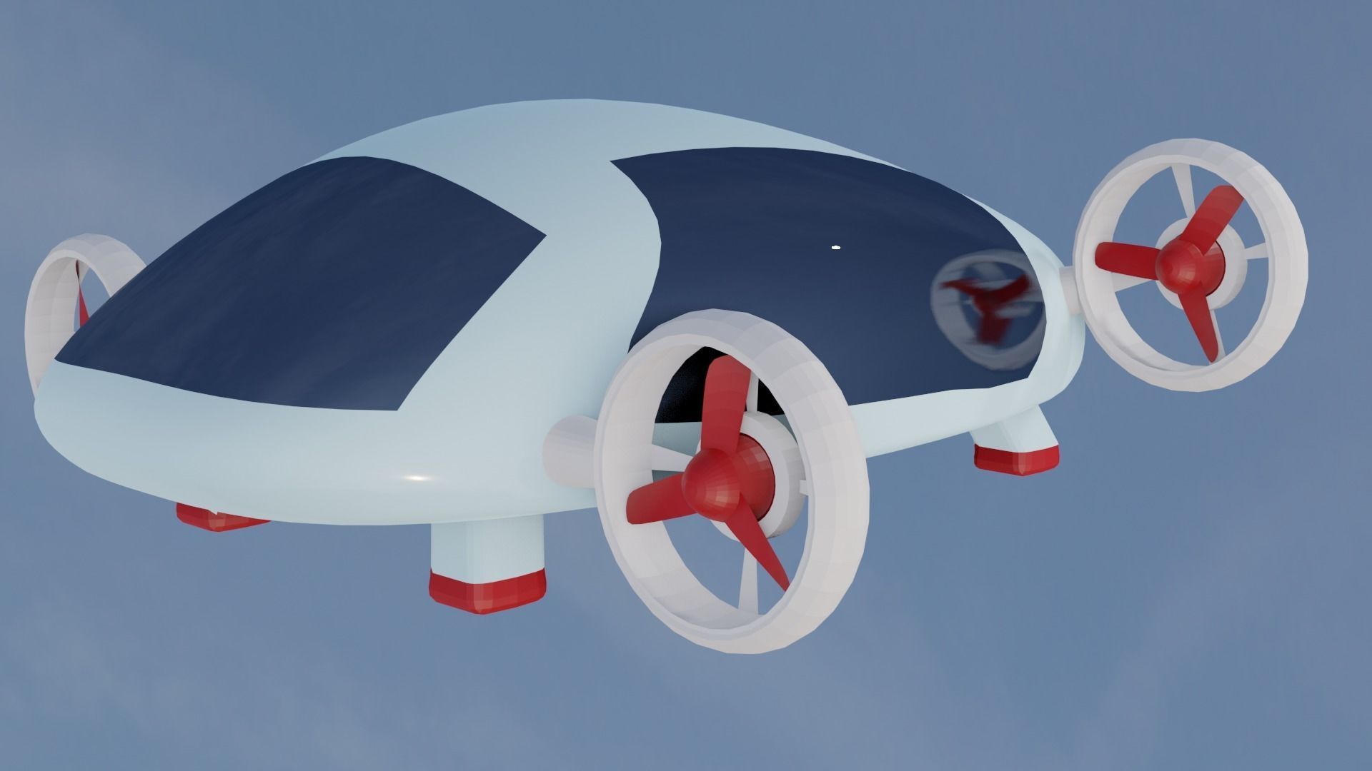 Flying Car Drone Low-poly 3D model_13