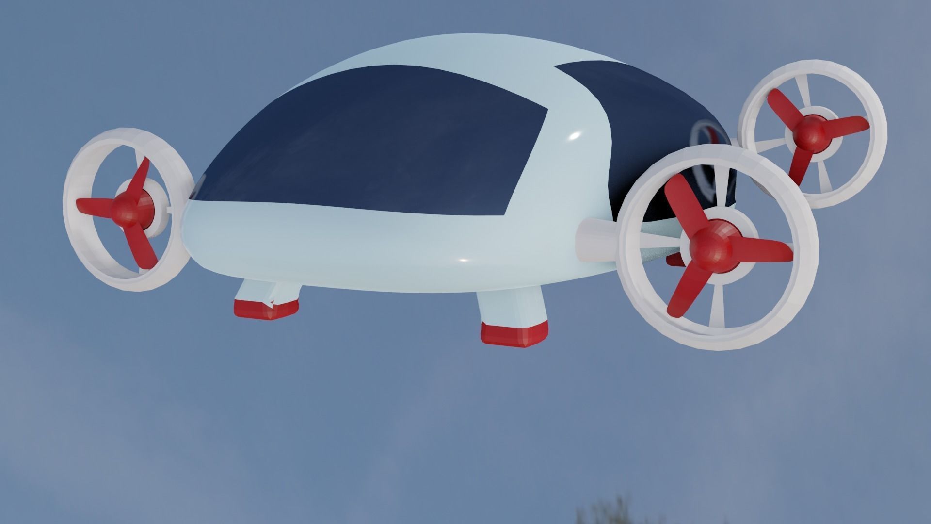 Flying Car Drone Low-poly 3D model_7
