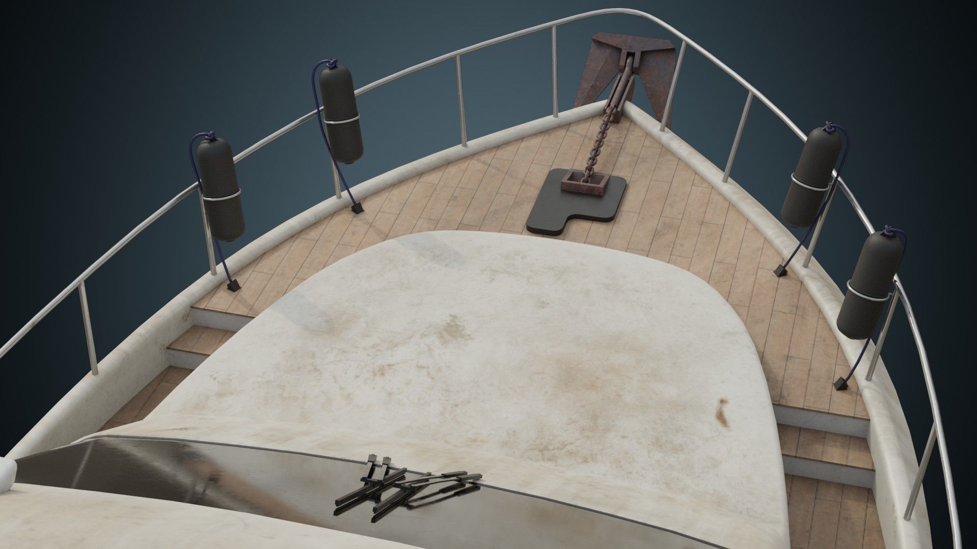 Motor Yacht 1B Low-poly 3D model_6