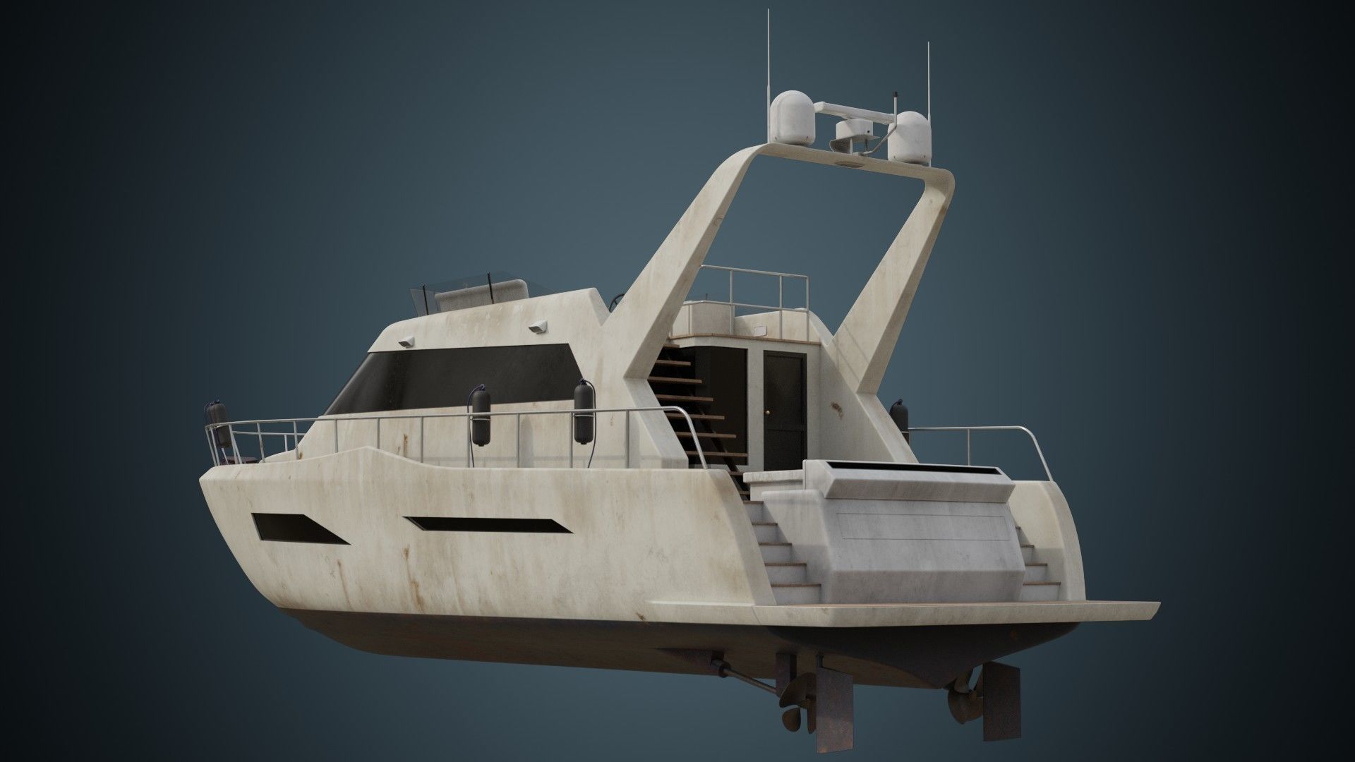 Motor Yacht 1B Low-poly 3D model_4
