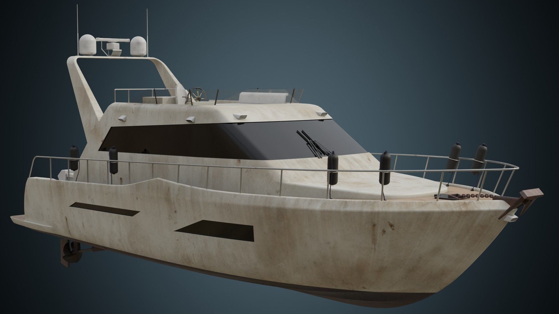 Motor Yacht 1B Low-poly 3D model_2