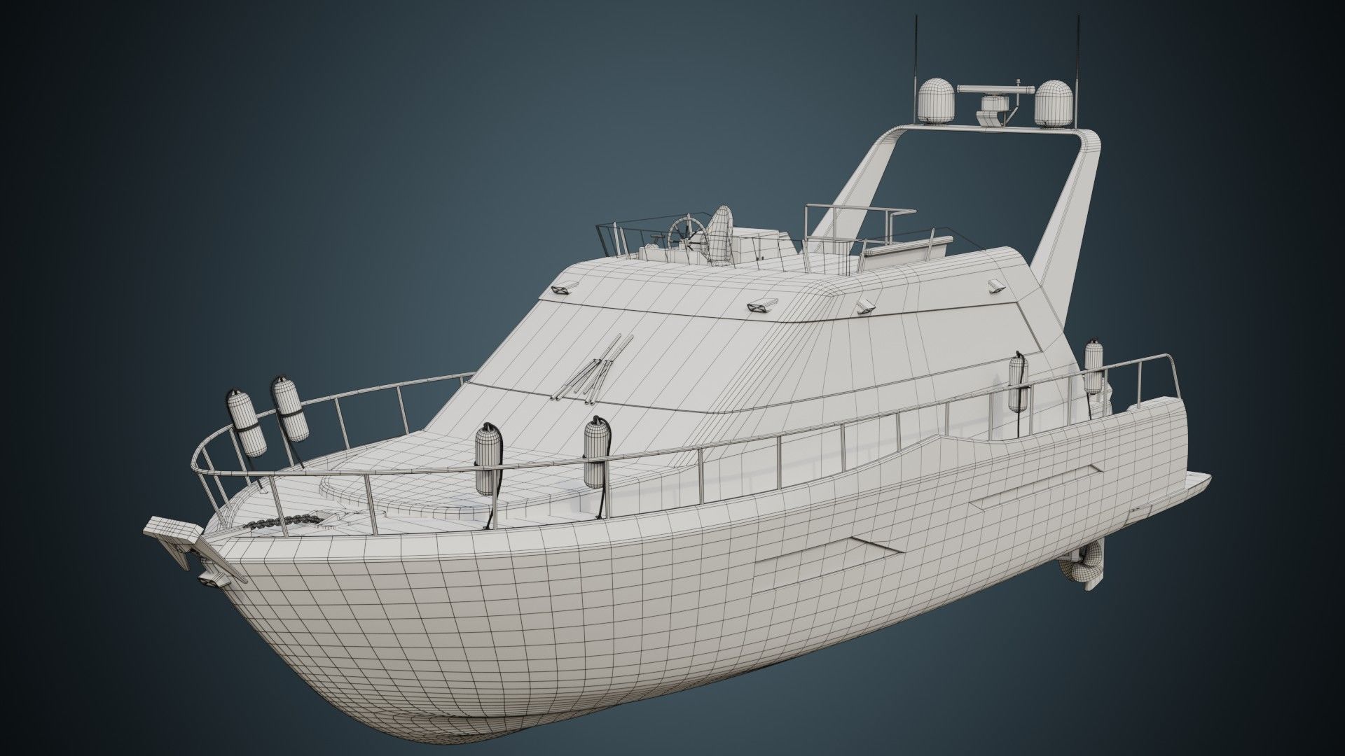 Motor Yacht 1B Low-poly 3D model_9