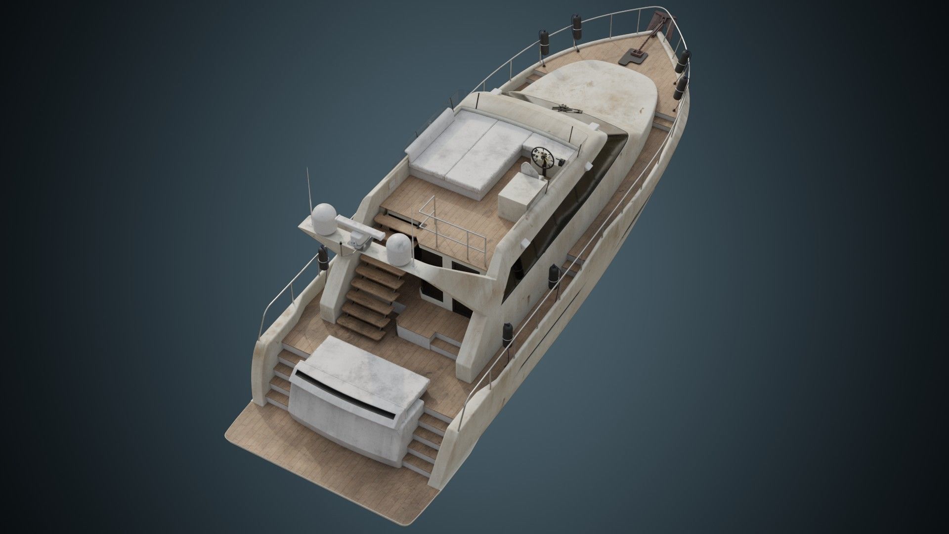 Motor Yacht 1B Low-poly 3D model_3