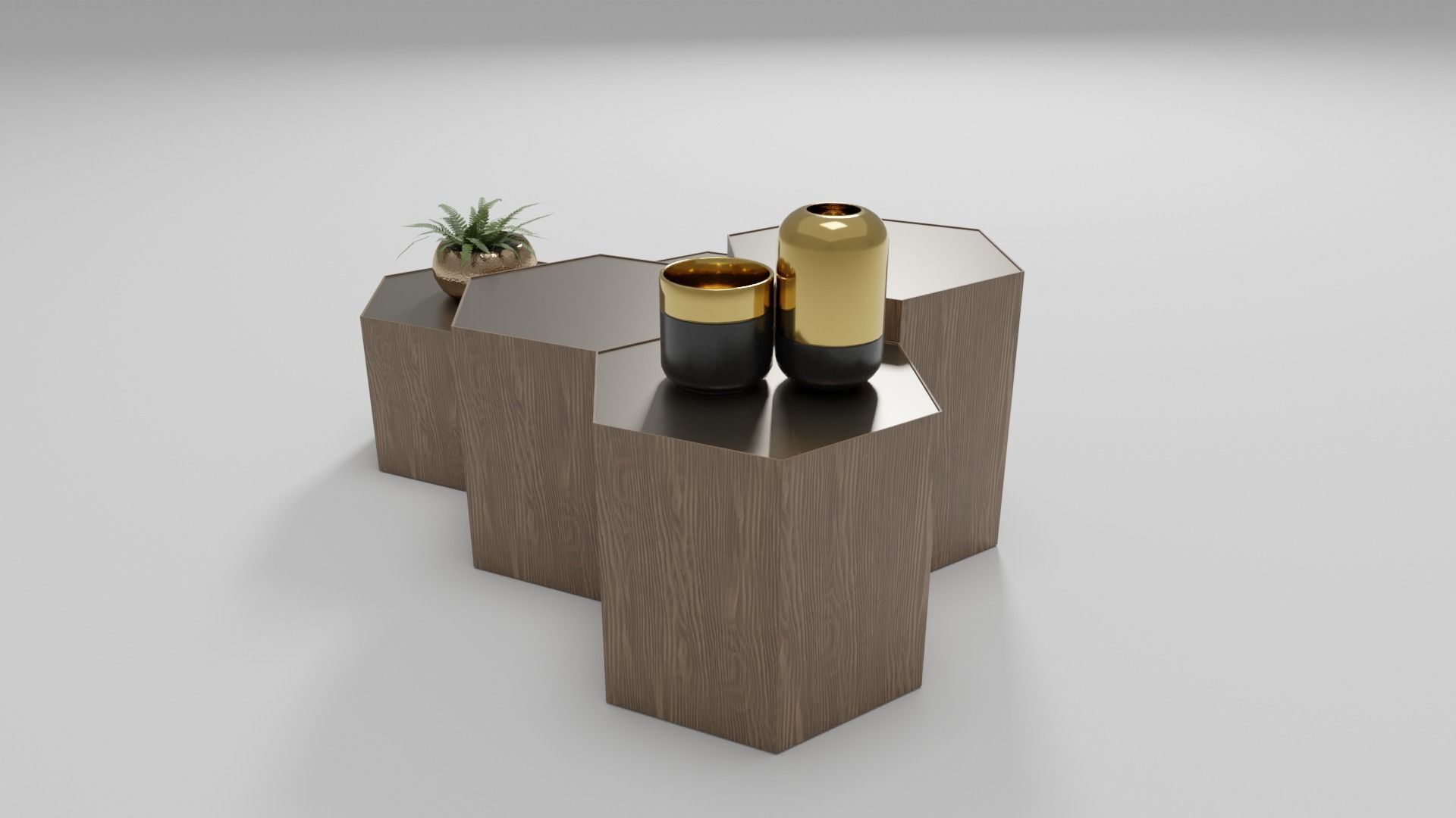 Hexagon Coffee Table Low-poly 3D model_4