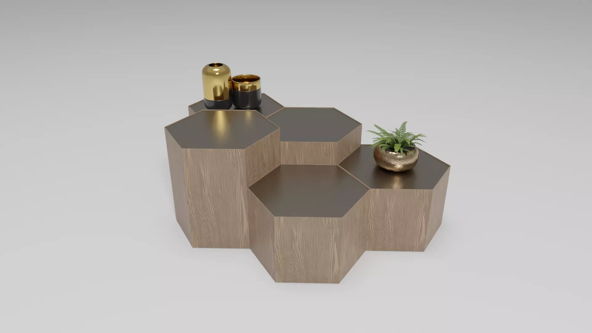 Hexagon Coffee Table Low-poly 3D model_0