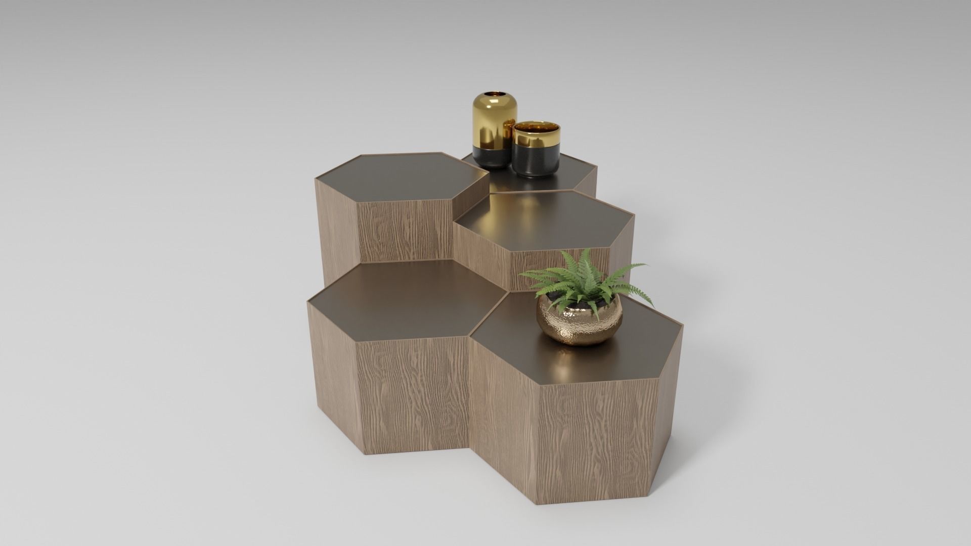 Hexagon Coffee Table Low-poly 3D model_1