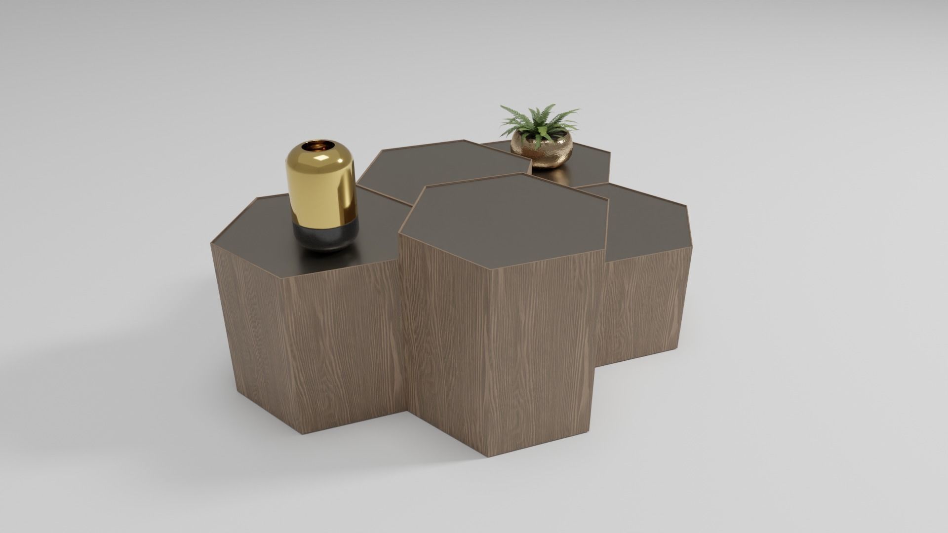 Hexagon Coffee Table Low-poly 3D model_5