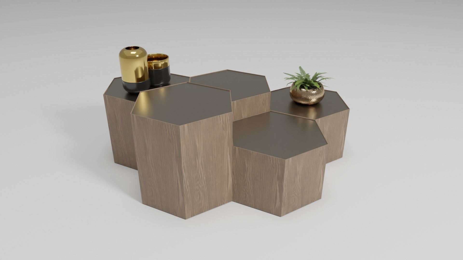 Hexagon Coffee Table Low-poly 3D model_6