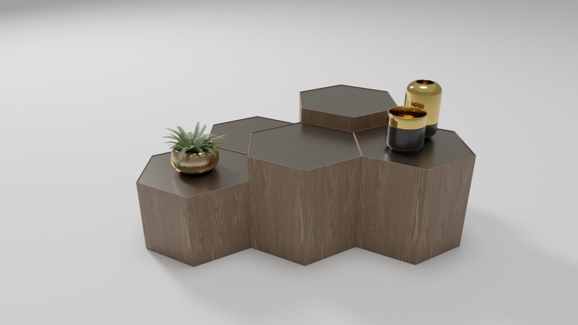Hexagon Coffee Table Low-poly 3D model_3