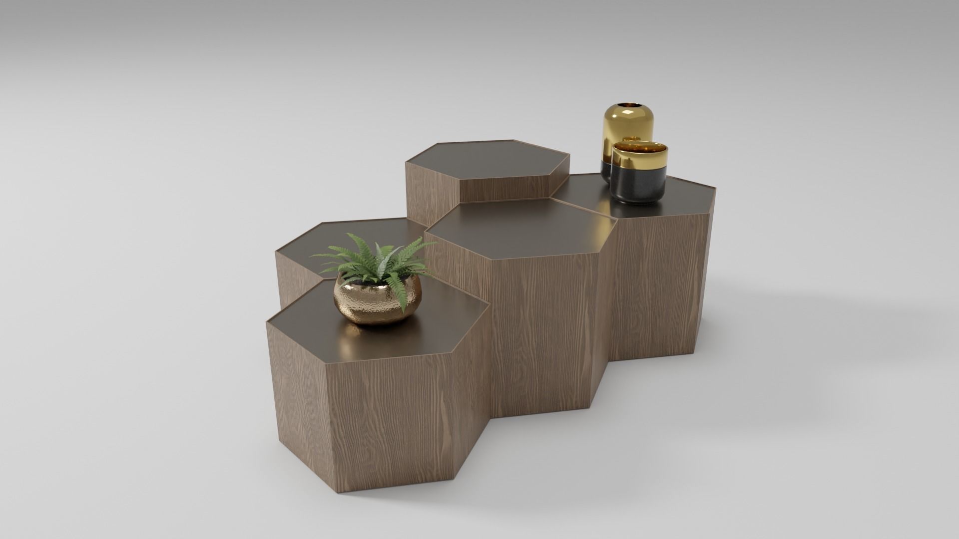 Hexagon Coffee Table Low-poly 3D model_2
