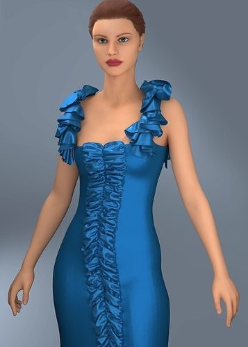 Blue Night Dress Low-poly 3D model