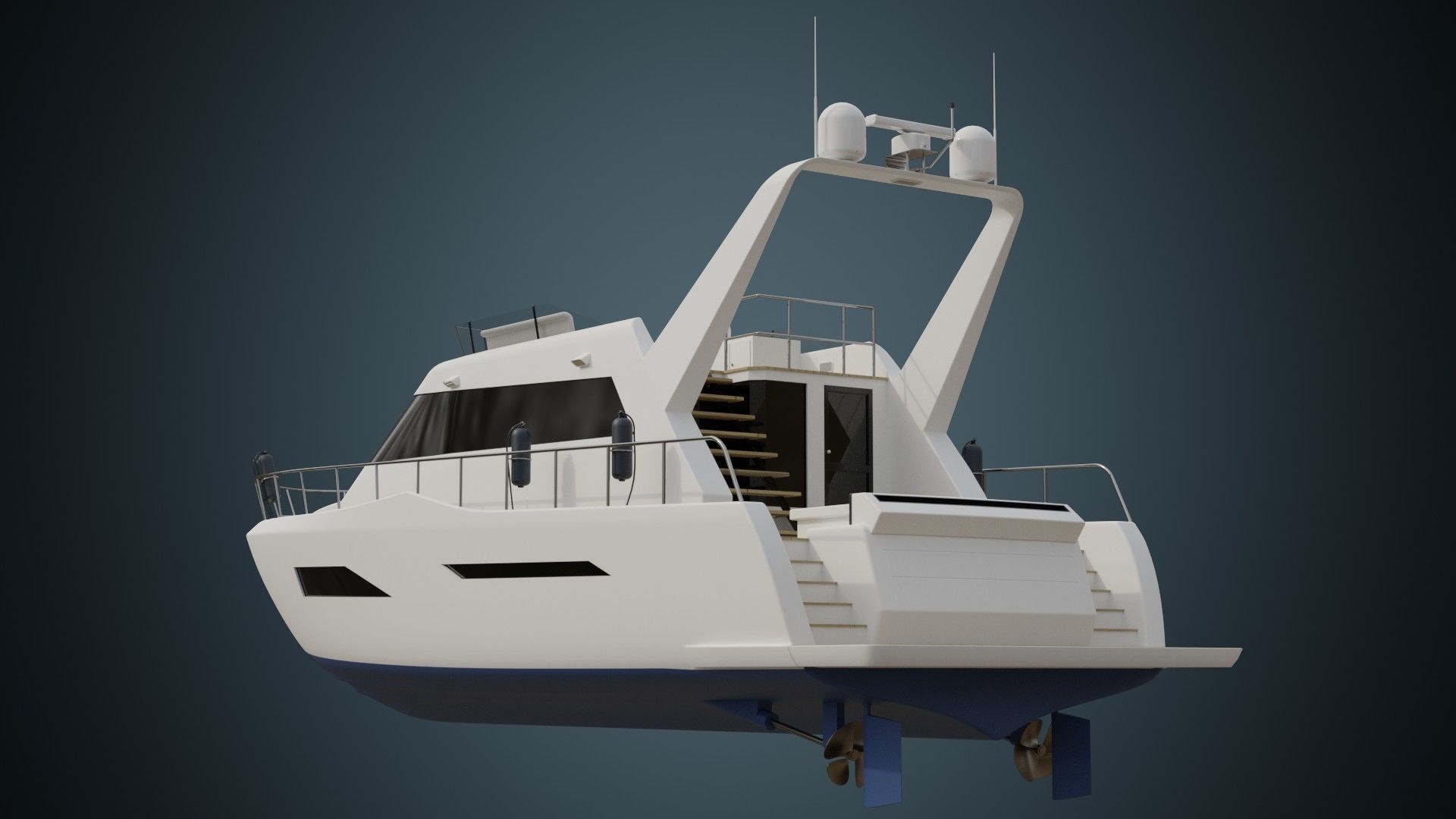 Motor Yacht 1 Basic Low-poly 3D model_4
