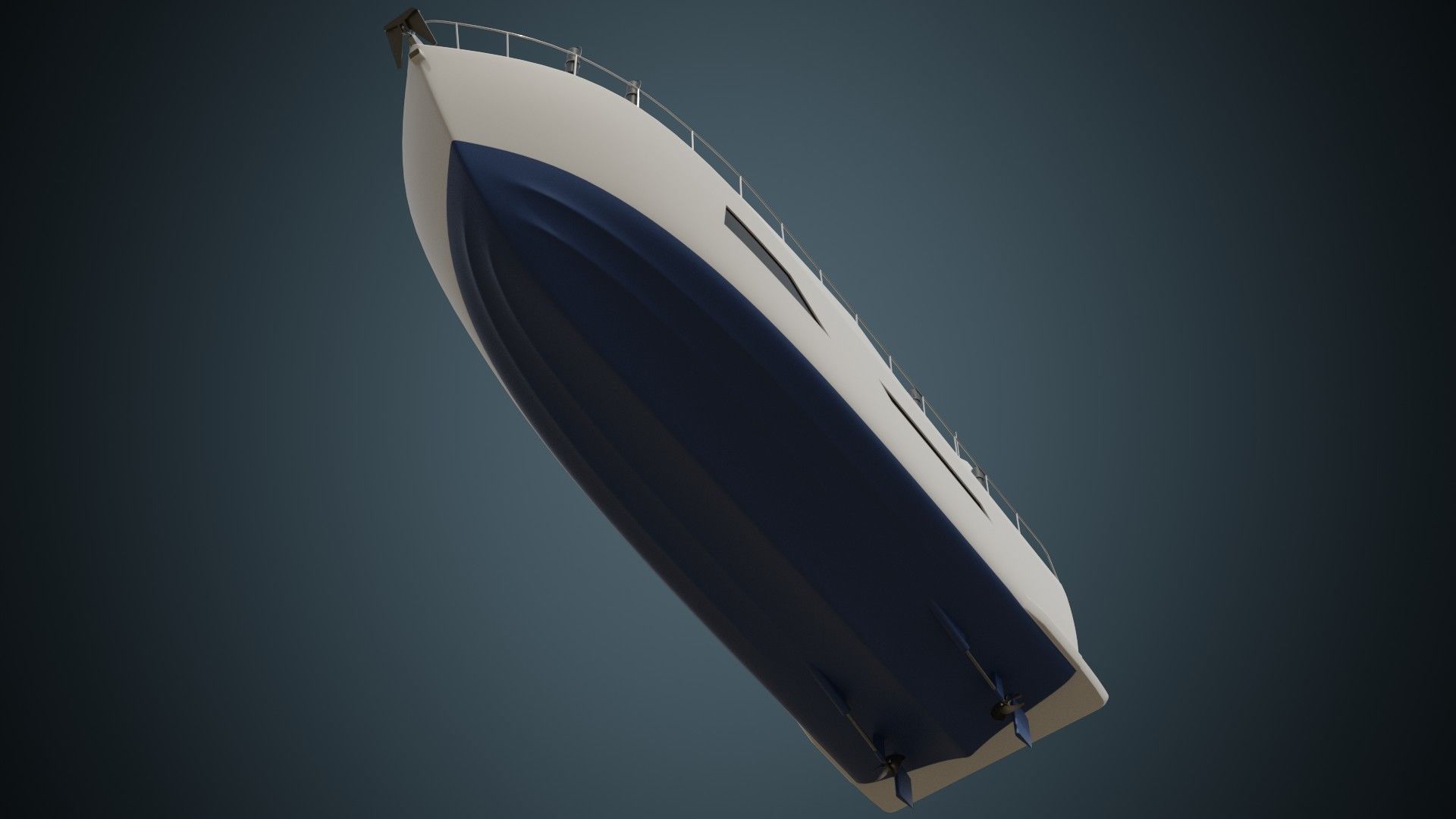 Motor Yacht 1 Basic Low-poly 3D model_5