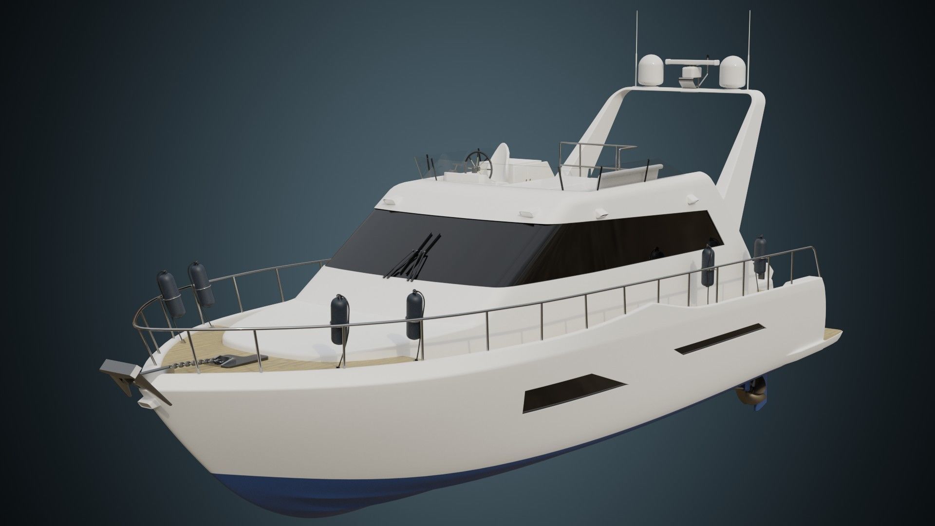 Motor Yacht 1 Basic Low-poly 3D model_1