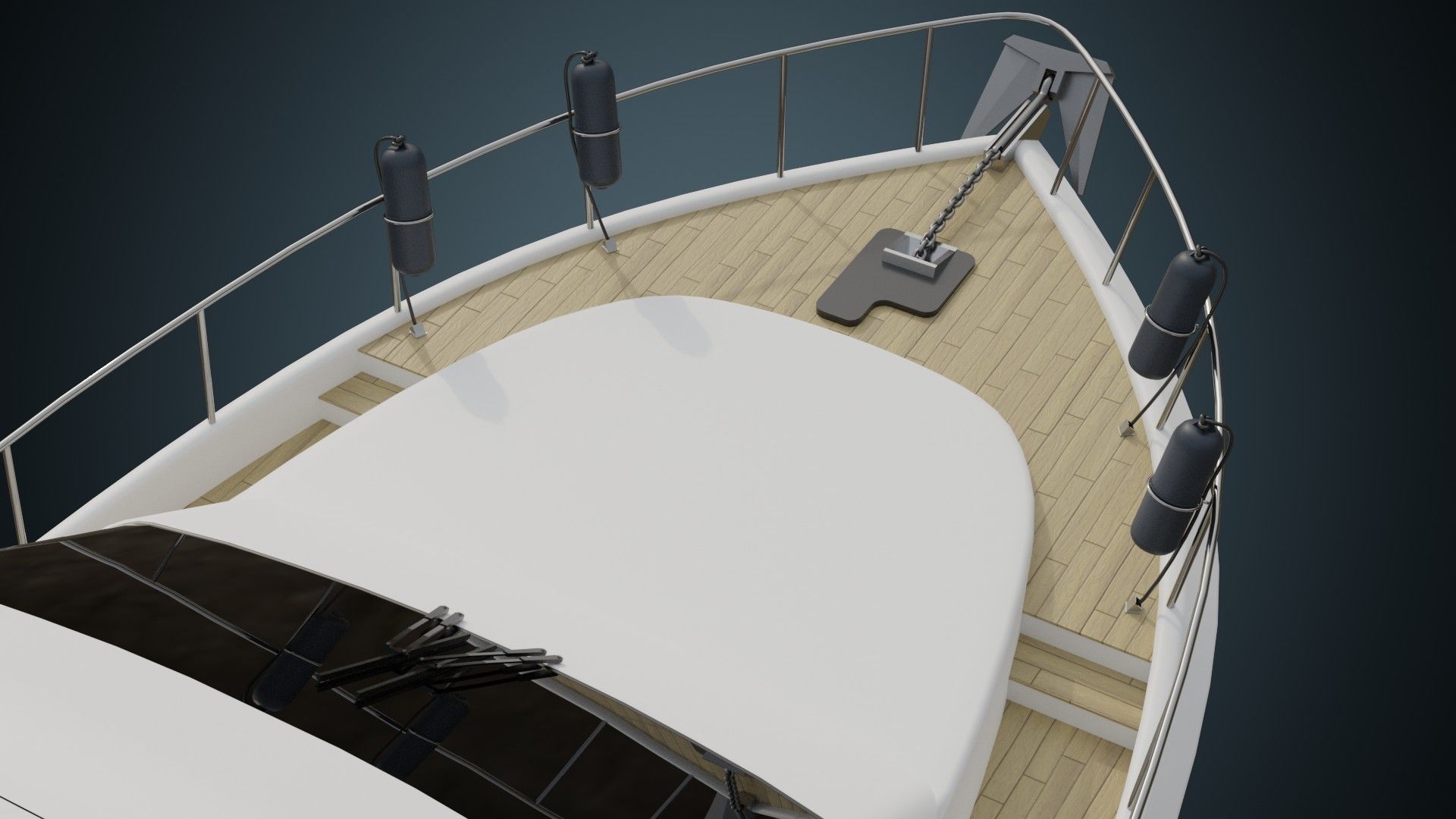 Motor Yacht 1 Basic Low-poly 3D model_6