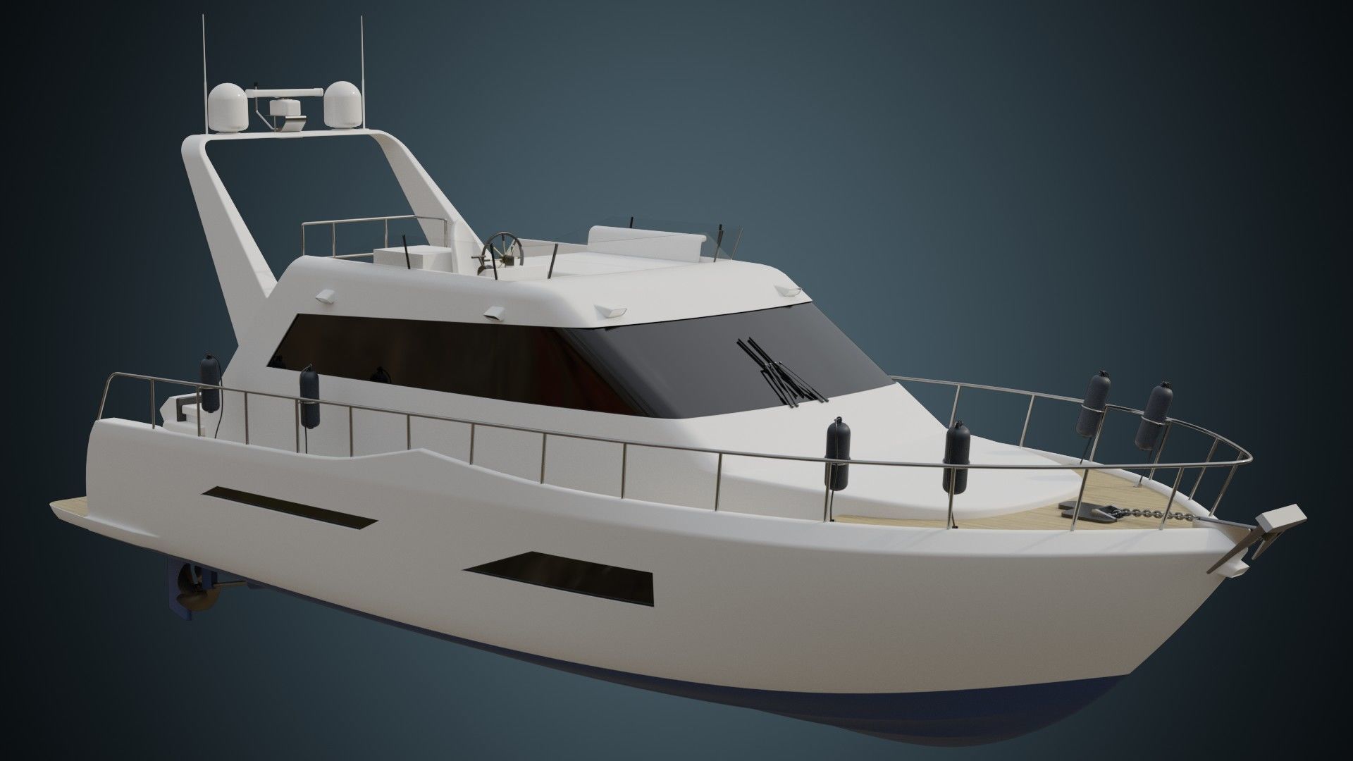 Motor Yacht 1 Basic Low-poly 3D model_2