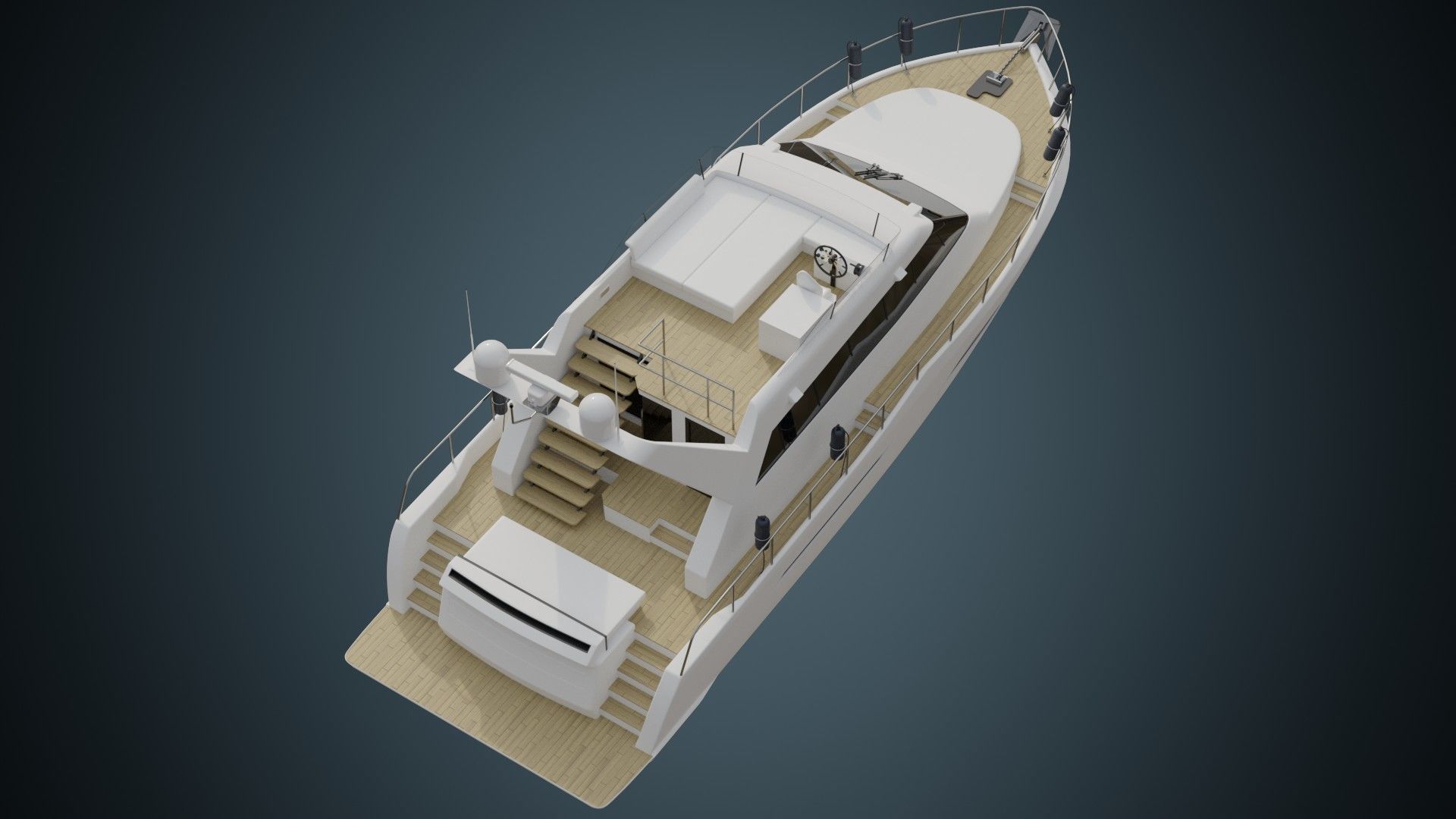 Motor Yacht 1 Basic Low-poly 3D model_3