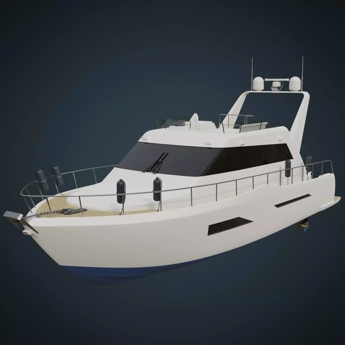 Motor Yacht 1 Basic Low-poly 3D model_0