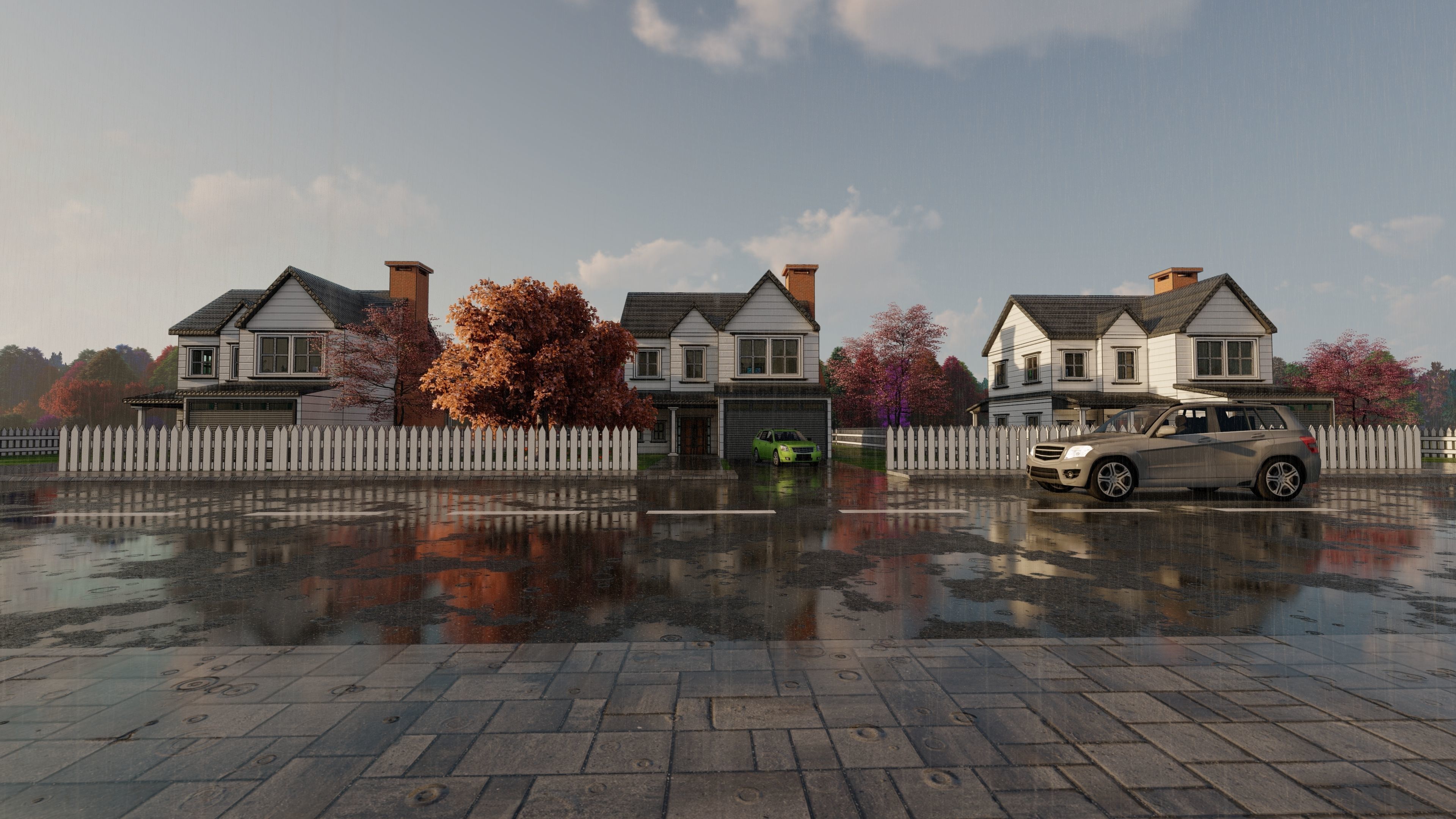 3D Villa 6 Model car is parked 3D model_5