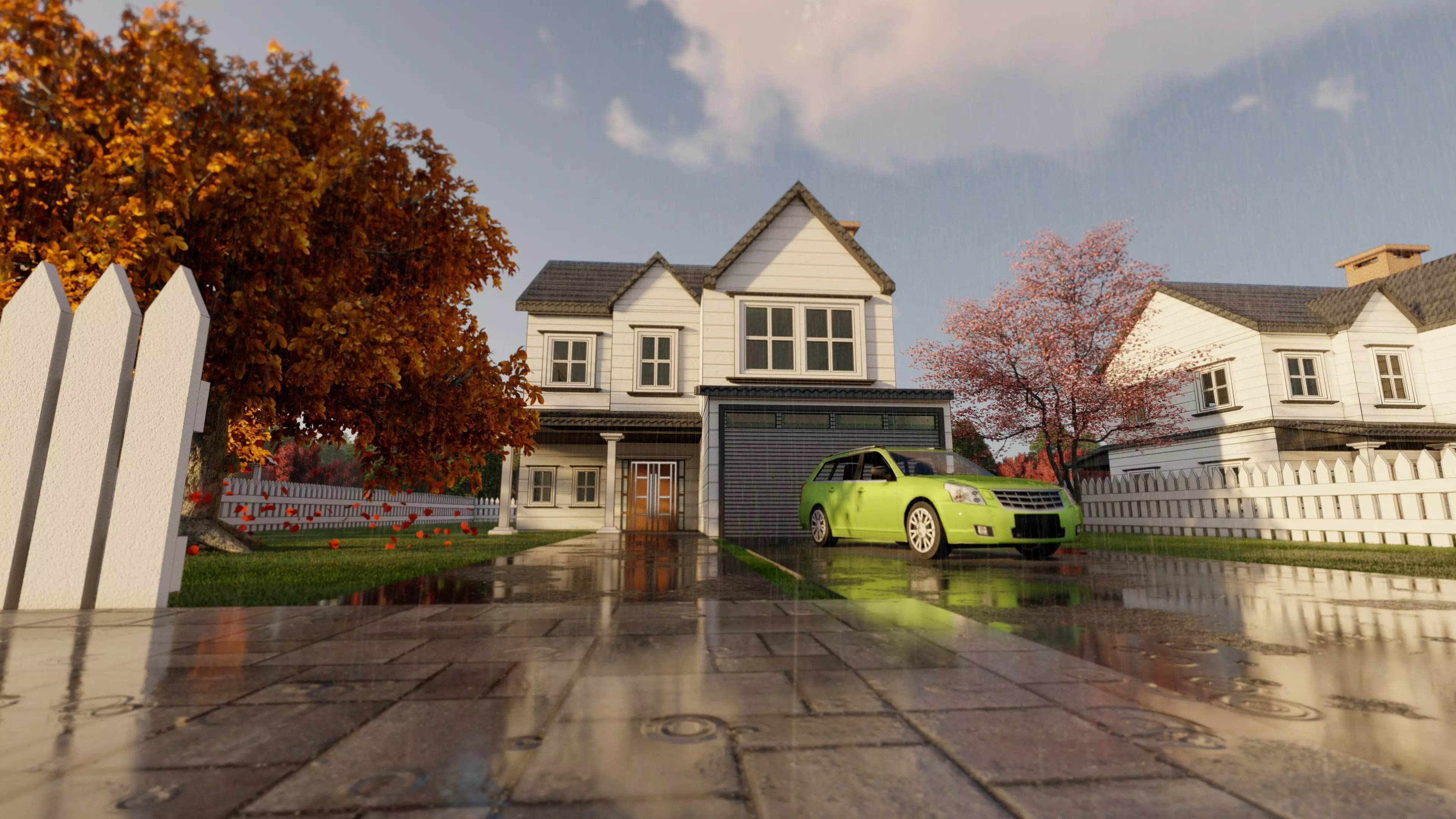 3D Villa 6 Model car is parked 3D model_0