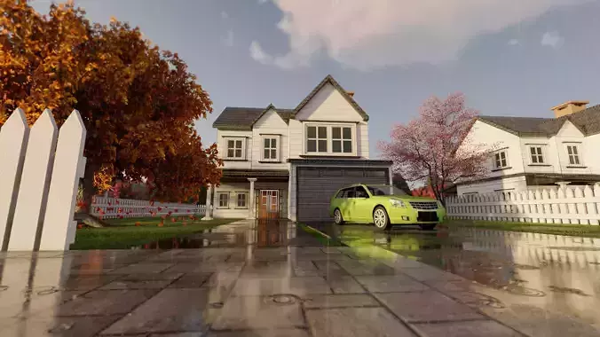 3D Villa 6 Model car is parked 3D model