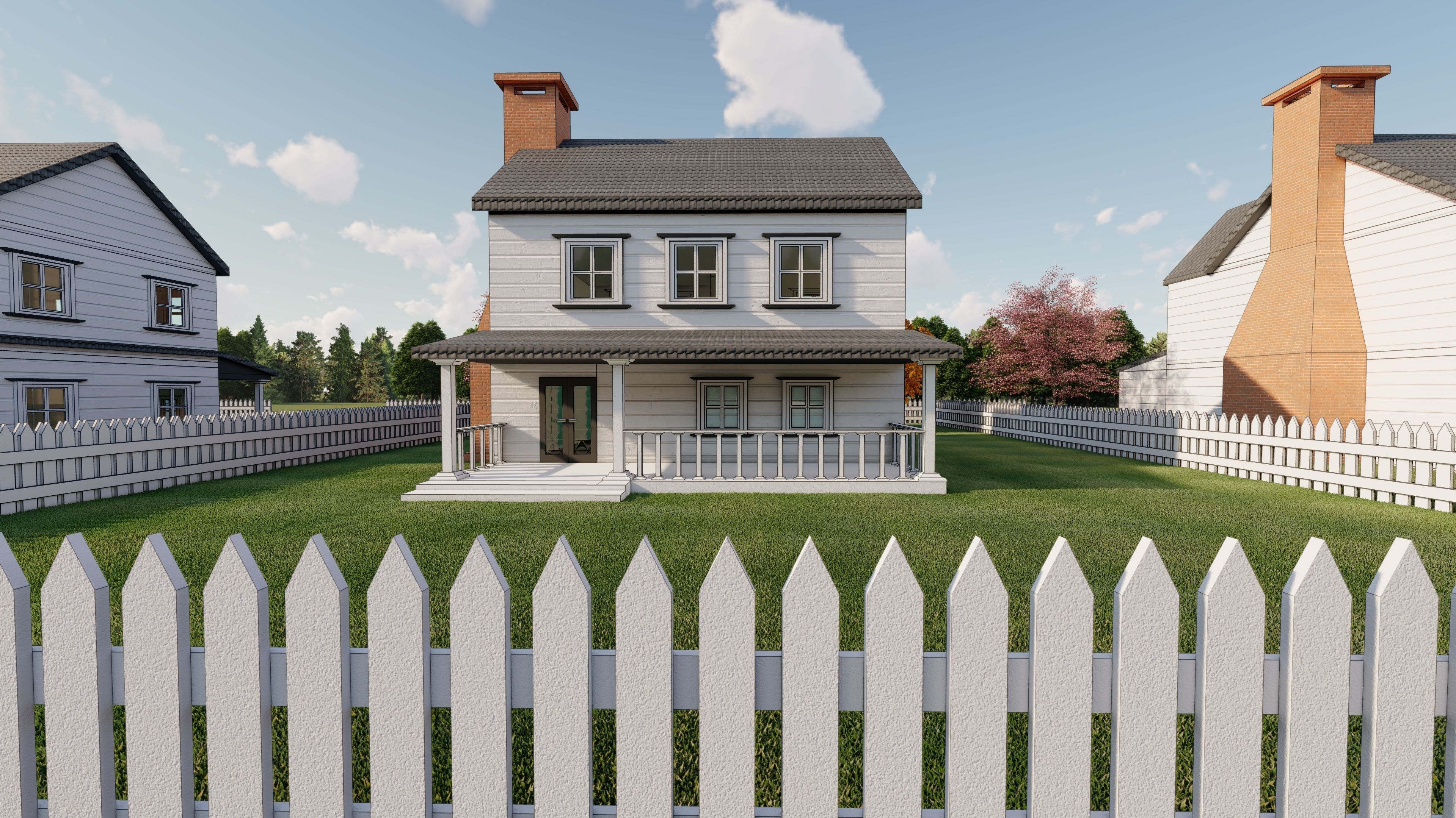 3D Villa 6 Model car is parked 3D model_8