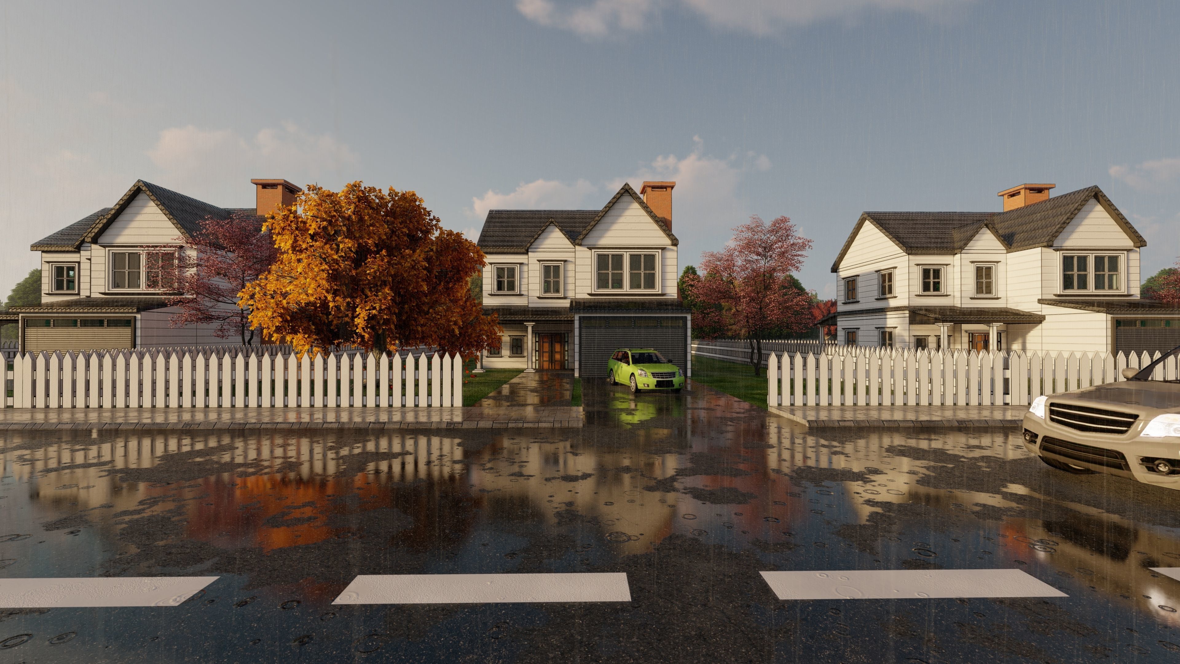 3D Villa 6 Model car is parked 3D model_9