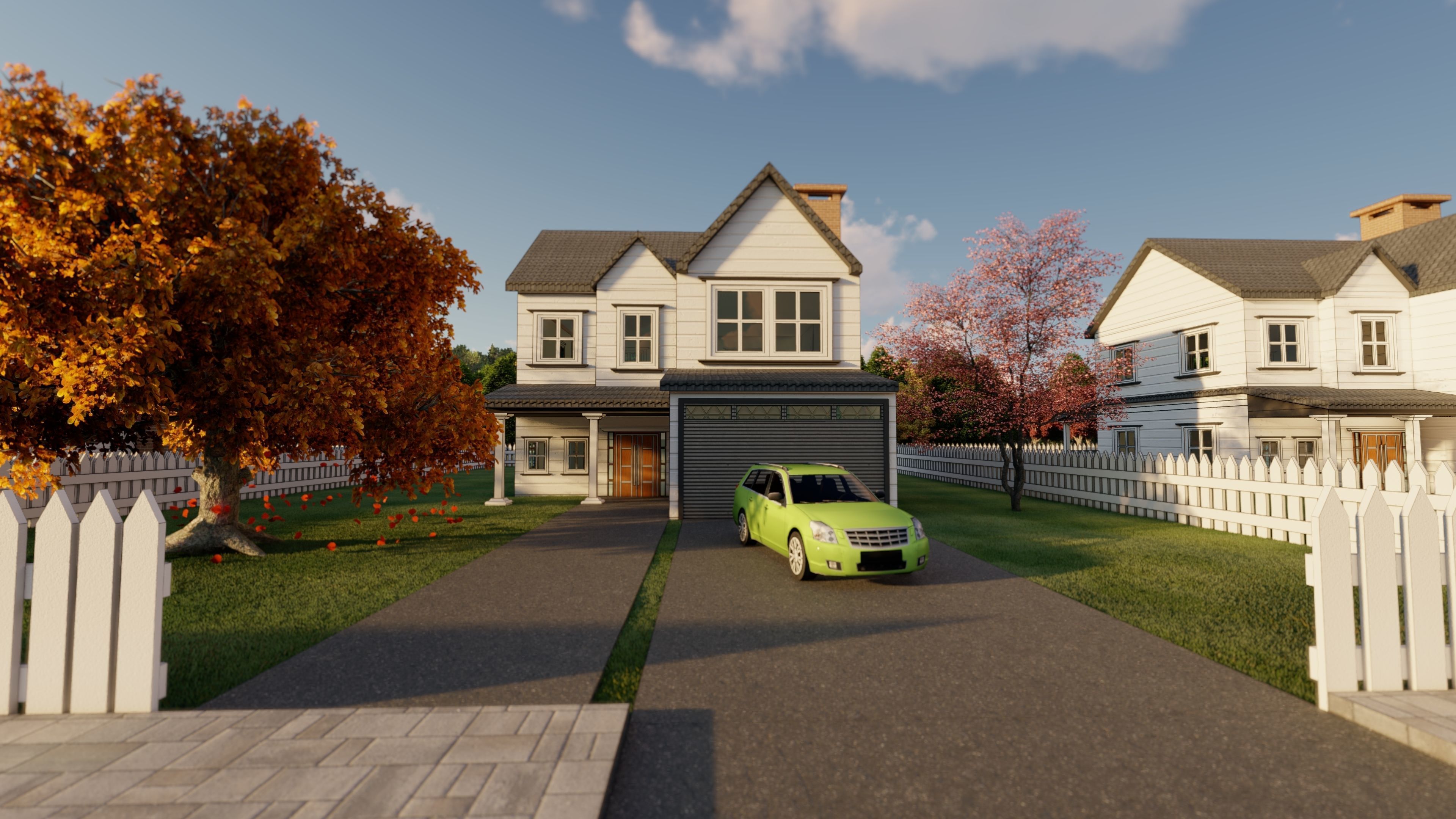 3D Villa 6 Model car is parked 3D model_7