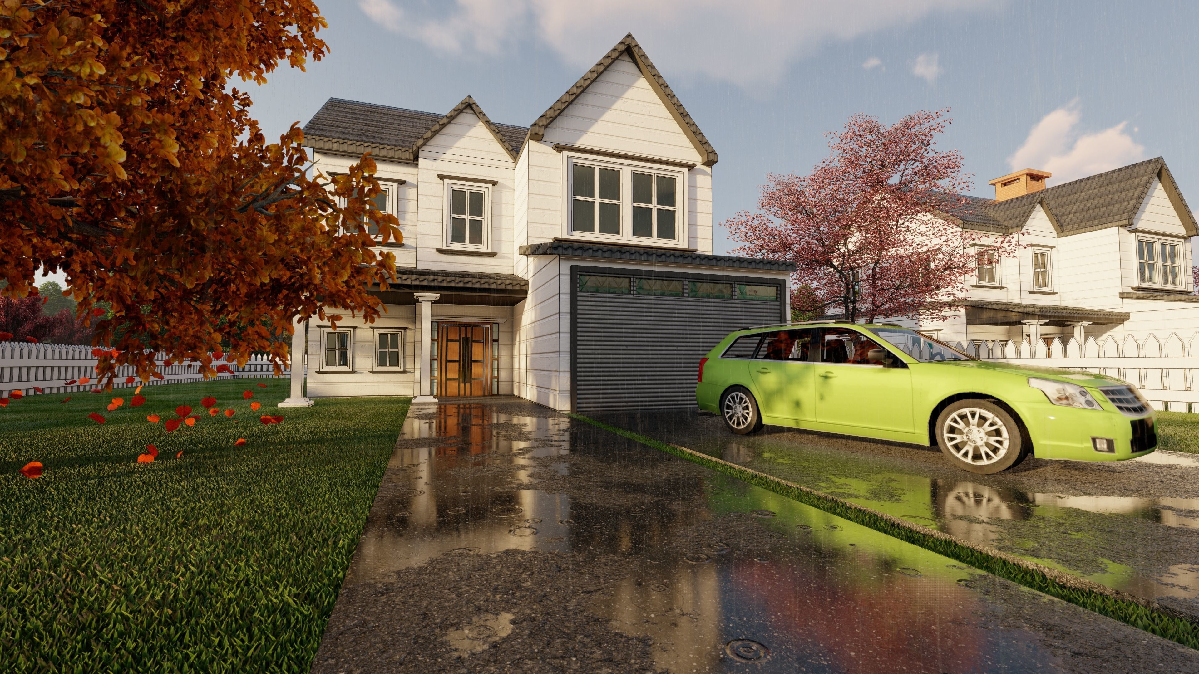 3D Villa 6 Model car is parked 3D model_10